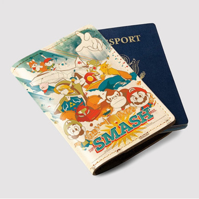 Pastele Super Smash Bros Nintendo Custom Passport Wallet Case With Credit Card Holder Awesome Personalized PU Leather Travel Trip Vacation Baggage Cover