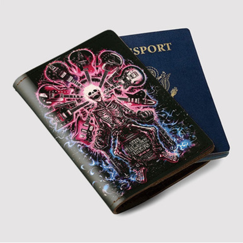 Pastele The Black Keys Skull Custom Passport Wallet Case With Credit Card Holder Awesome Personalized PU Leather Travel Trip Vacation Baggage Cover