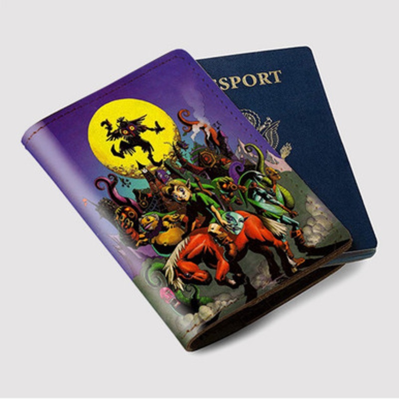 Pastele The Legend of Zelda Majoras Mask Custom Passport Wallet Case With Credit Card Holder Awesome Personalized PU Leather Travel Trip Vacation Baggage Cover
