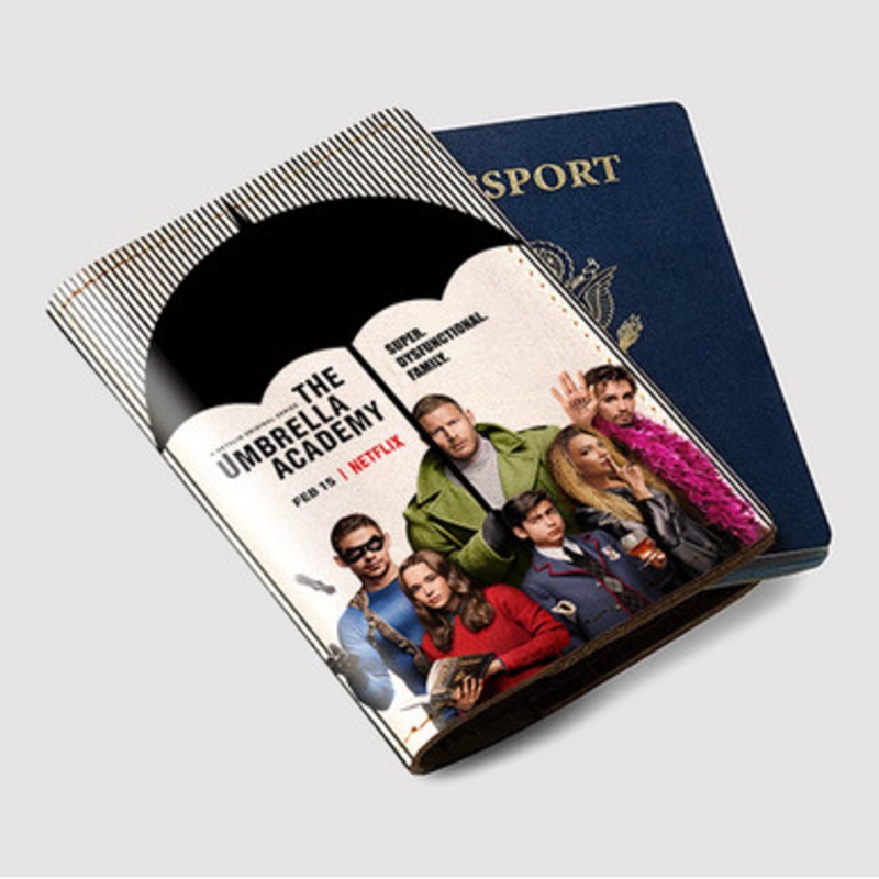Pastele The Umbrella Academy Custom Passport Wallet Case With Credit Card Holder Awesome Personalized PU Leather Travel Trip Vacation Baggage Cover
