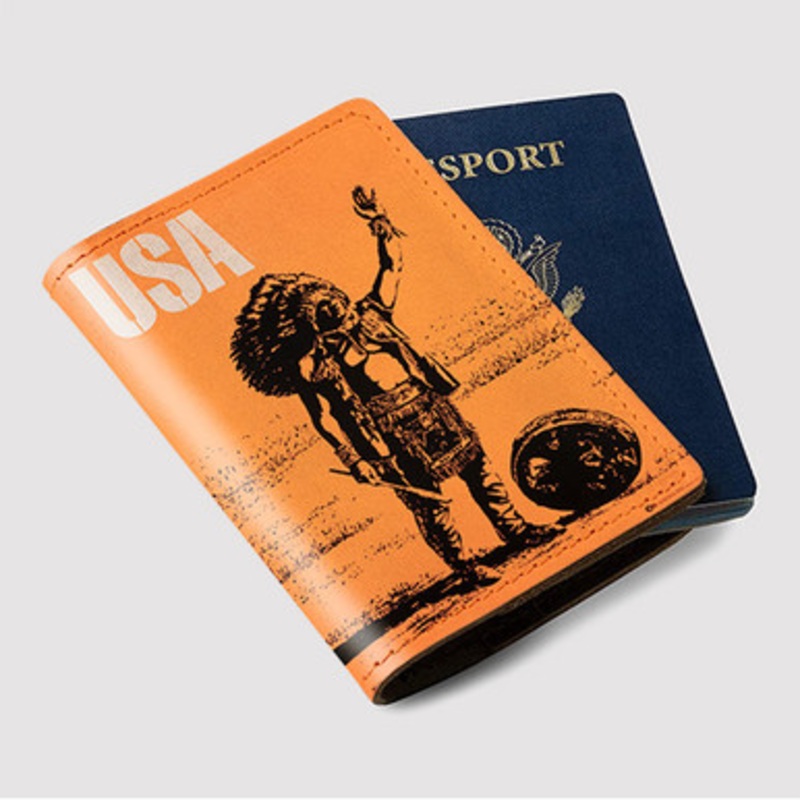Pastele Vintage Poster USA Custom Passport Wallet Case With Credit Card Holder Awesome Personalized PU Leather Travel Trip Vacation Baggage Cover