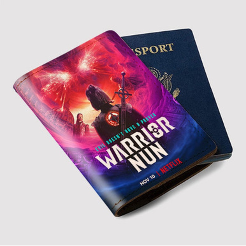 Pastele Warrior Nun Custom Passport Wallet Case With Credit Card Holder Awesome Personalized PU Leather Travel Trip Vacation Baggage Cover