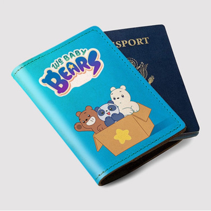 Pastele We Baby Bears Custom Passport Wallet Case With Credit Card Holder Awesome Personalized PU Leather Travel Trip Vacation Baggage Cover