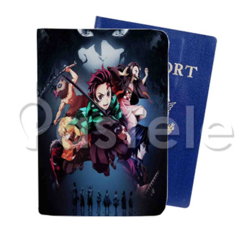 Demon Slayer Kimetsu no Yaiba Custom PU Leather Passport Travel Baggage Tag Cover