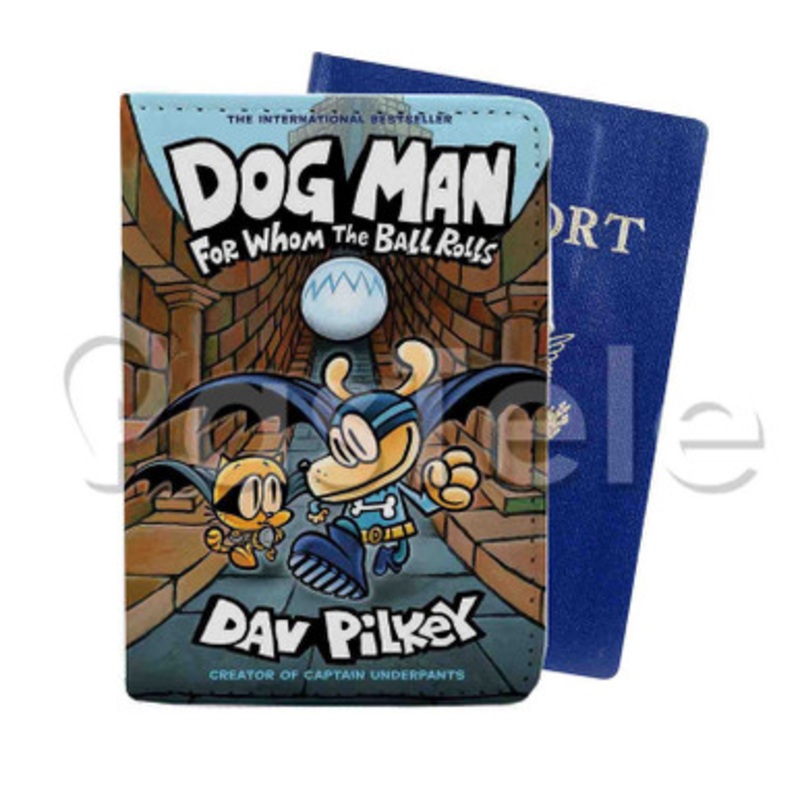 Dog Man For Whom the Ball Rolls Custom PU Leather Passport Travel Baggage Tag Cover