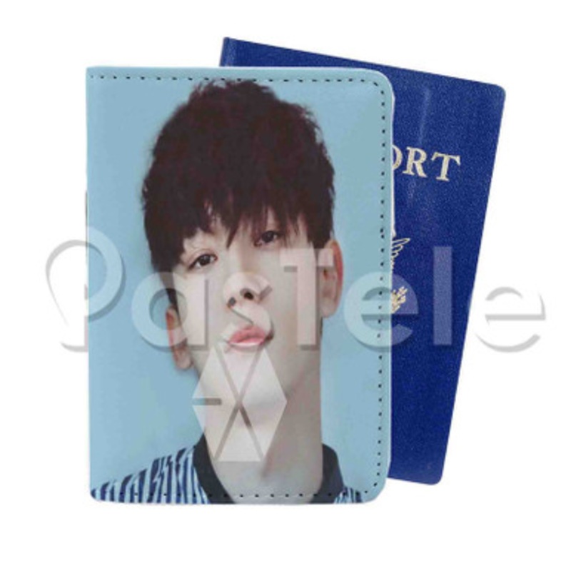 Exo Kim Jong dae Custom PU Leather Passport Travel Baggage Tag Cover