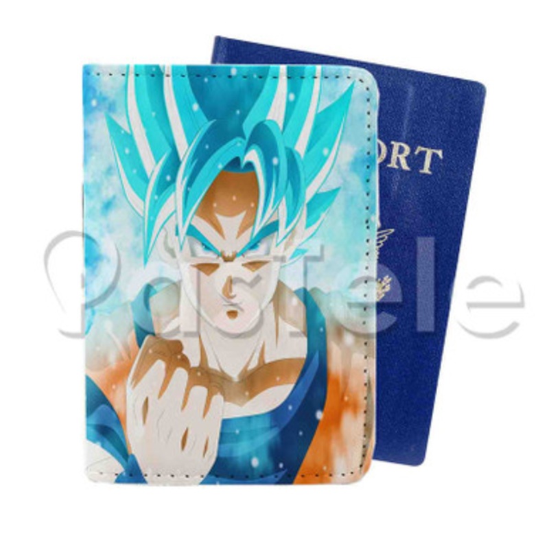 goku super saiyan blue Custom PU Leather Passport Travel Baggage Tag Cover
