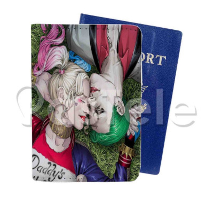 Harley Quinn and Joker Custom PU Leather Passport Travel Baggage Tag Cover