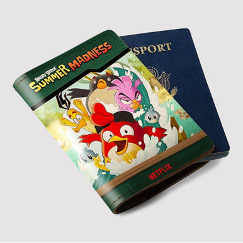 Pastele Angry Birds Summer Madness Custom Passport Wallet Case With Credit Card Holder Awesome Personalized PU Leather Travel Trip Vacation Baggage Cover