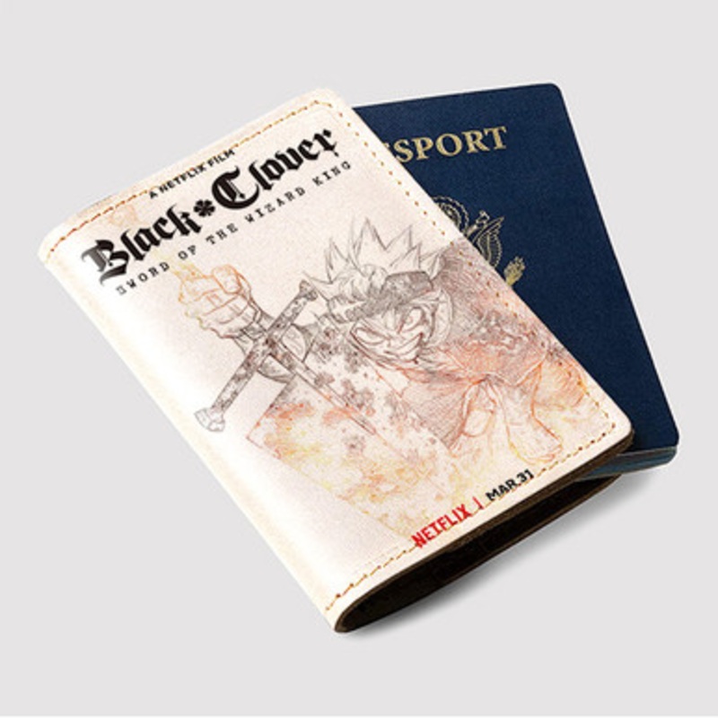 Pastele Black Clover Sword of The Wizard King jpeg Custom Passport Wallet Case With Credit Card Holder Awesome Personalized PU Leather Travel Trip Vacation Baggage Cover