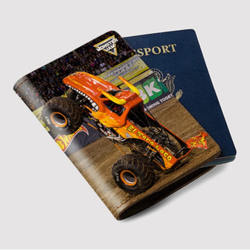 Pastele El Toro Loco Monster Truck Custom Passport Wallet Case With Credit Card Holder Awesome Personalized PU Leather Travel Trip Vacation Baggage Cover