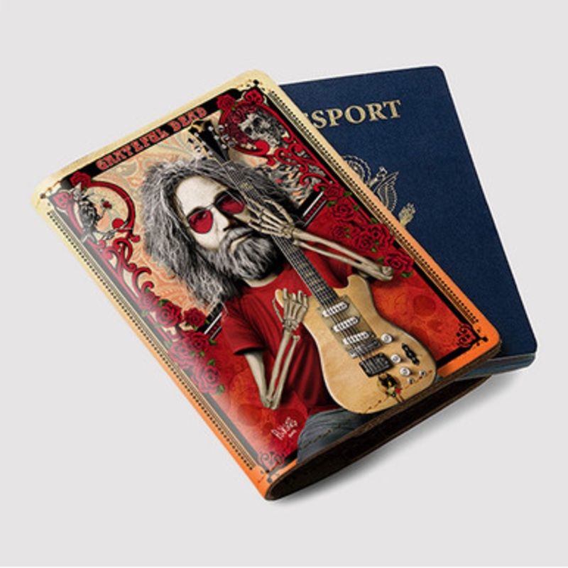 Pastele Grateful Dead Jerry Garcia Custom Passport Wallet Case With Credit Card Holder Awesome Personalized PU Leather Travel Trip Vacation Baggage Cover