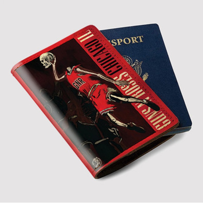 Pastele Guns N Roses Chicago Custom Passport Wallet Case With Credit Card Holder Awesome Personalized PU Leather Travel Trip Vacation Baggage Cover