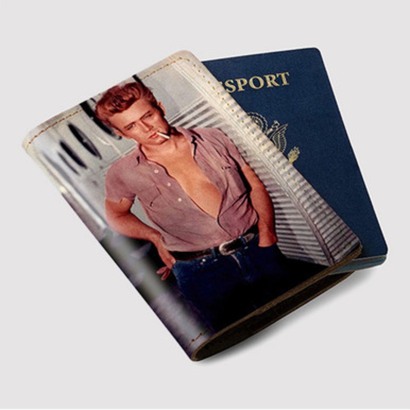 Pastele James Dean 1979 Custom Passport Wallet Case With Credit Card Holder Awesome Personalized PU Leather Travel Trip Vacation Baggage Cover