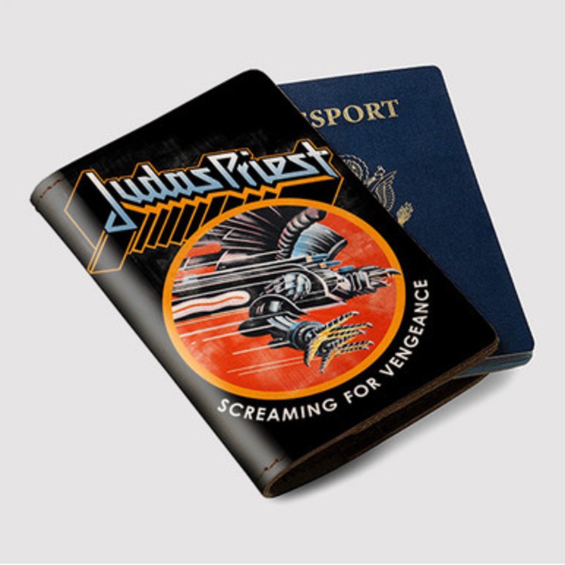 Pastele Judas Priest Screaming For Vengeance Custom Passport Wallet Case With Credit Card Holder Awesome Personalized PU Leather Travel Trip Vacation Baggage Cover