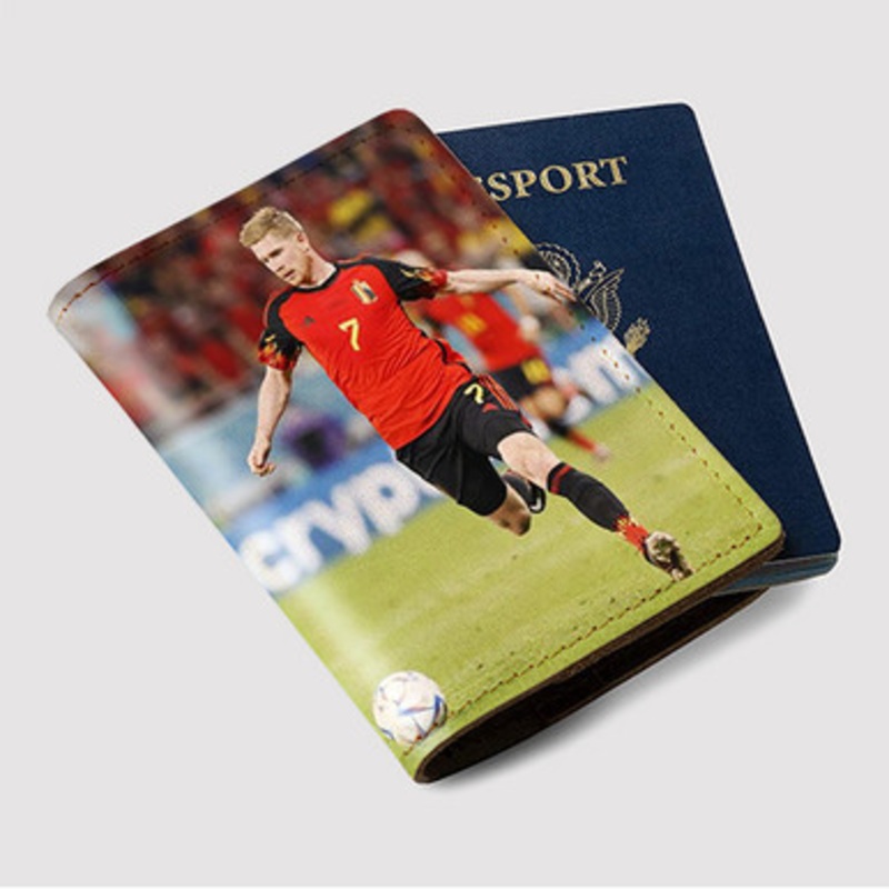 Pastele Kevin De Bruyne Custom Passport Wallet Case With Credit Card Holder Awesome Personalized PU Leather Travel Trip Vacation Baggage Cover