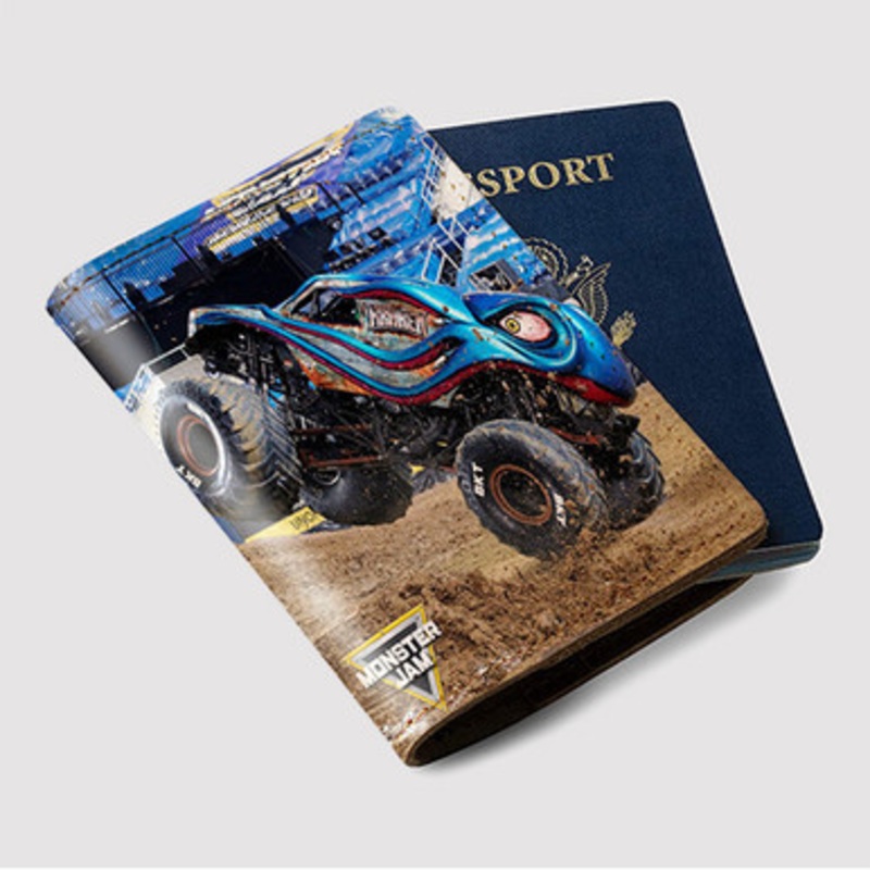 Pastele Kraken Monster Truck Custom Passport Wallet Case With Credit Card Holder Awesome Personalized PU Leather Travel Trip Vacation Baggage Cover