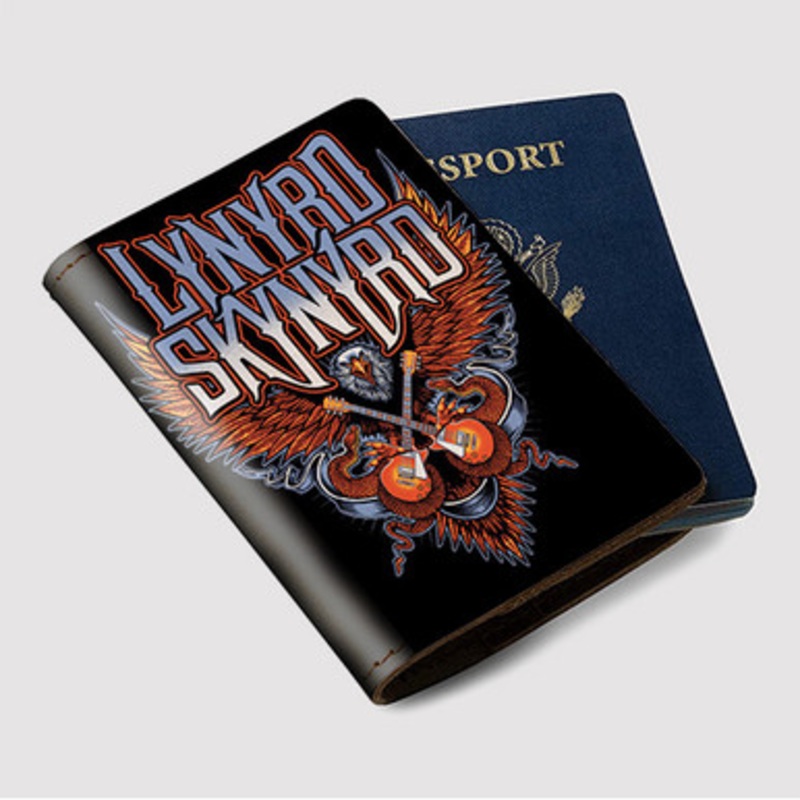 Pastele Lynyrd Skynyrd Custom Passport Wallet Case With Credit Card Holder Awesome Personalized PU Leather Travel Trip Vacation Baggage Cover