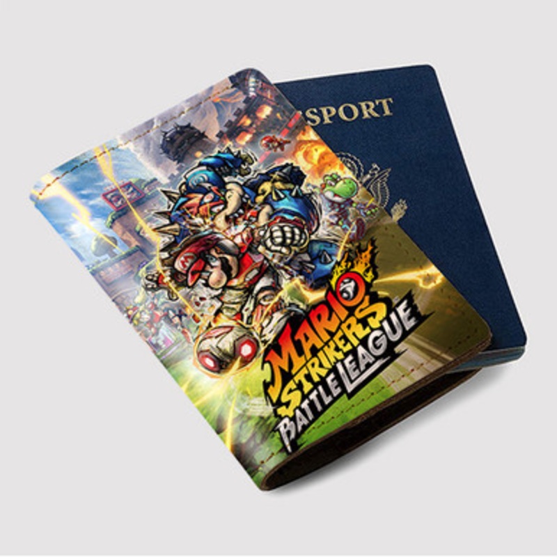 Pastele Mario Strikers Battle League Custom Passport Wallet Case With Credit Card Holder Awesome Personalized PU Leather Travel Trip Vacation Baggage Cover