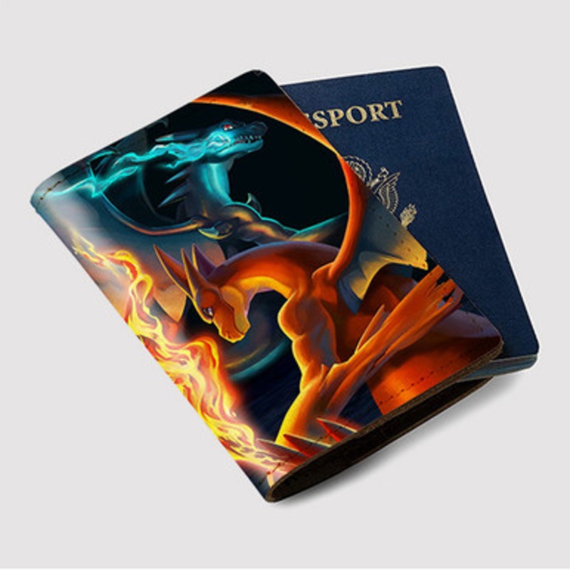 Pastele Pokemon Charizard Custom Passport Wallet Case With Credit Card Holder Awesome Personalized PU Leather Travel Trip Vacation Baggage Cover