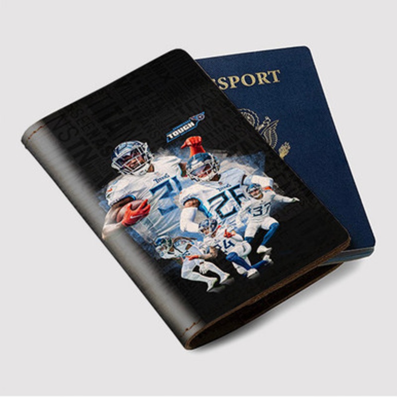 Pastele Tennessee Titans NFL 2022 Custom Passport Wallet Case With Credit Card Holder Awesome Personalized PU Leather Travel Trip Vacation Baggage Cover