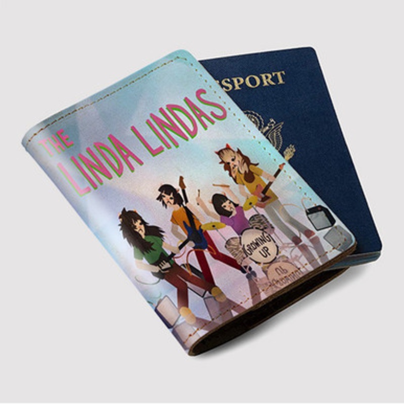 Pastele The Linda Lindas Growing Up Custom Passport Wallet Case With Credit Card Holder Awesome Personalized PU Leather Travel Trip Vacation Baggage Cover
