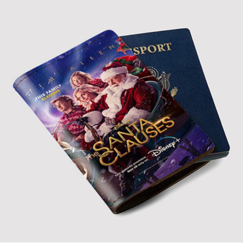 Pastele The Santa Clauses Good Custom Passport Wallet Case With Credit Card Holder Awesome Personalized PU Leather Travel Trip Vacation Baggage Cover