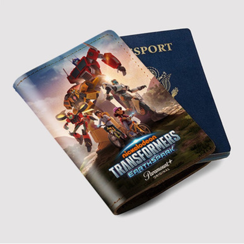 Pastele Transformers Earth Spark Custom Passport Wallet Case With Credit Card Holder Awesome Personalized PU Leather Travel Trip Vacation Baggage Cover