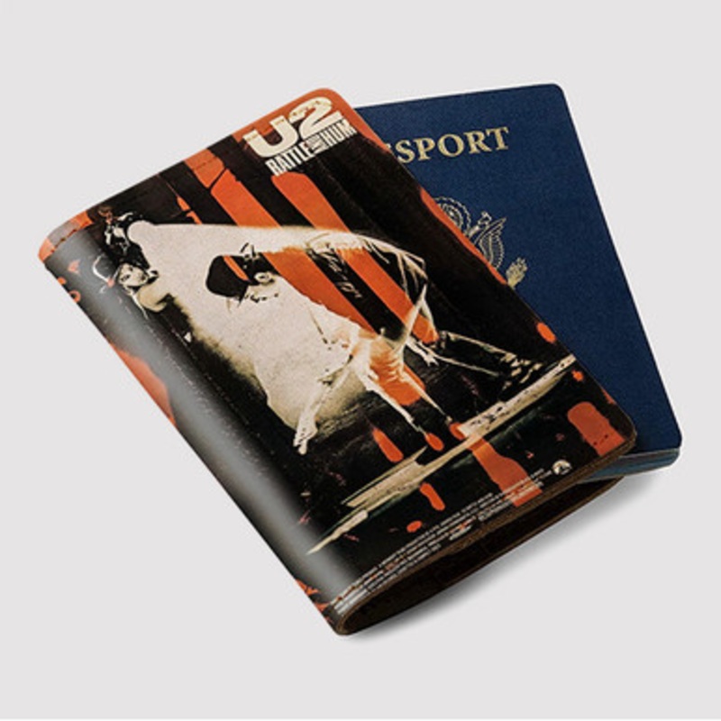 Pastele U2 Battle And Hum Custom Passport Wallet Case With Credit Card Holder Awesome Personalized PU Leather Travel Trip Vacation Baggage Cover