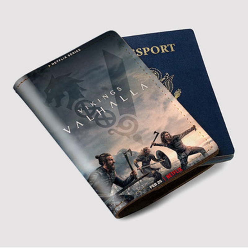 Pastele Vikings Valhalla Custom Passport Wallet Case With Credit Card Holder Awesome Personalized PU Leather Travel Trip Vacation Baggage Cover