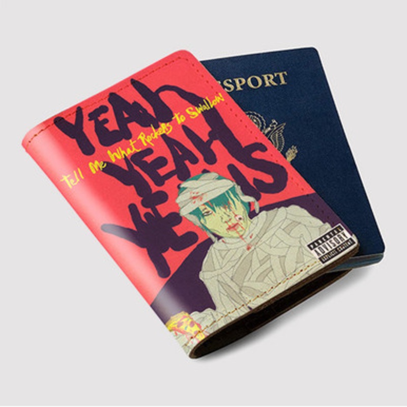 Pastele Yeah Yeah Yeahs Tell Me What Rockers To Swallow Custom Passport Wallet Case With Credit Card Holder Awesome Personalized PU Leather Travel Trip Vacation Baggage Cover