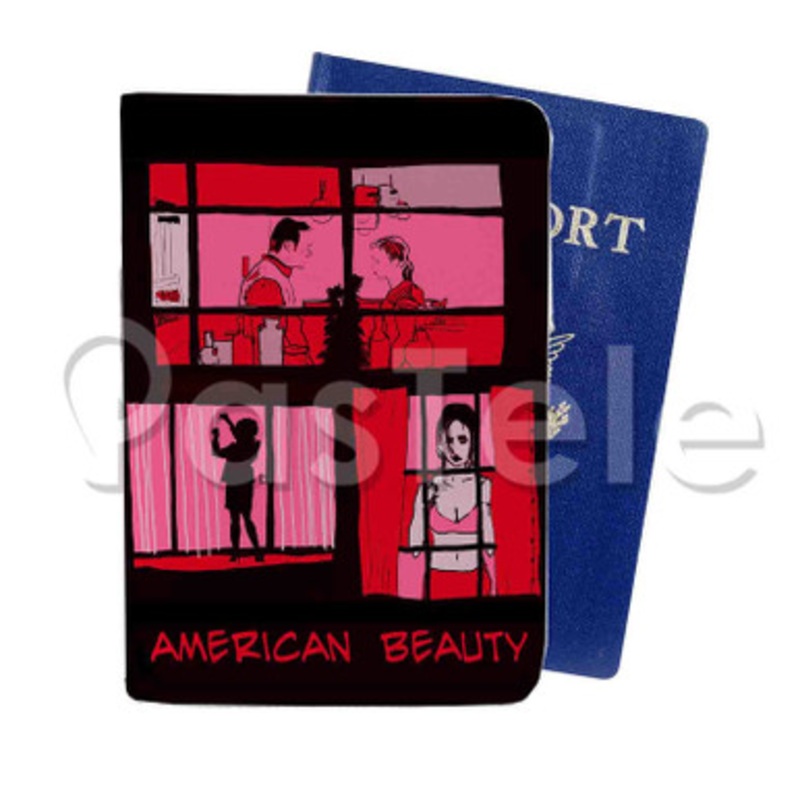 American Beauty Custom PU Leather Passport Travel Baggage Tag Cover