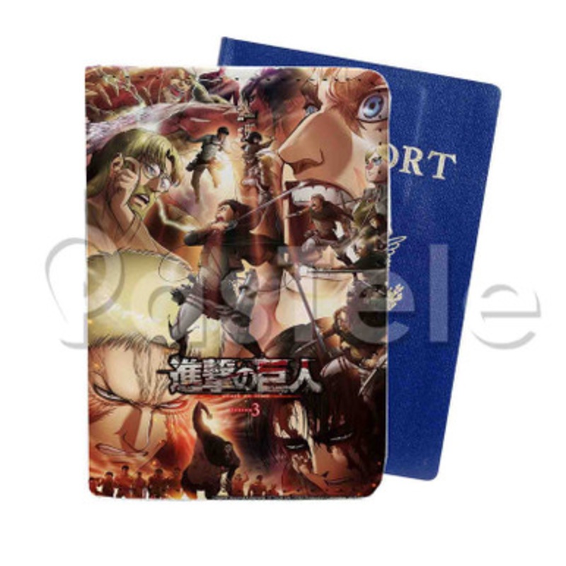 Attack On Titan Season 3 2 Custom PU Leather Passport Travel Baggage Tag Cover