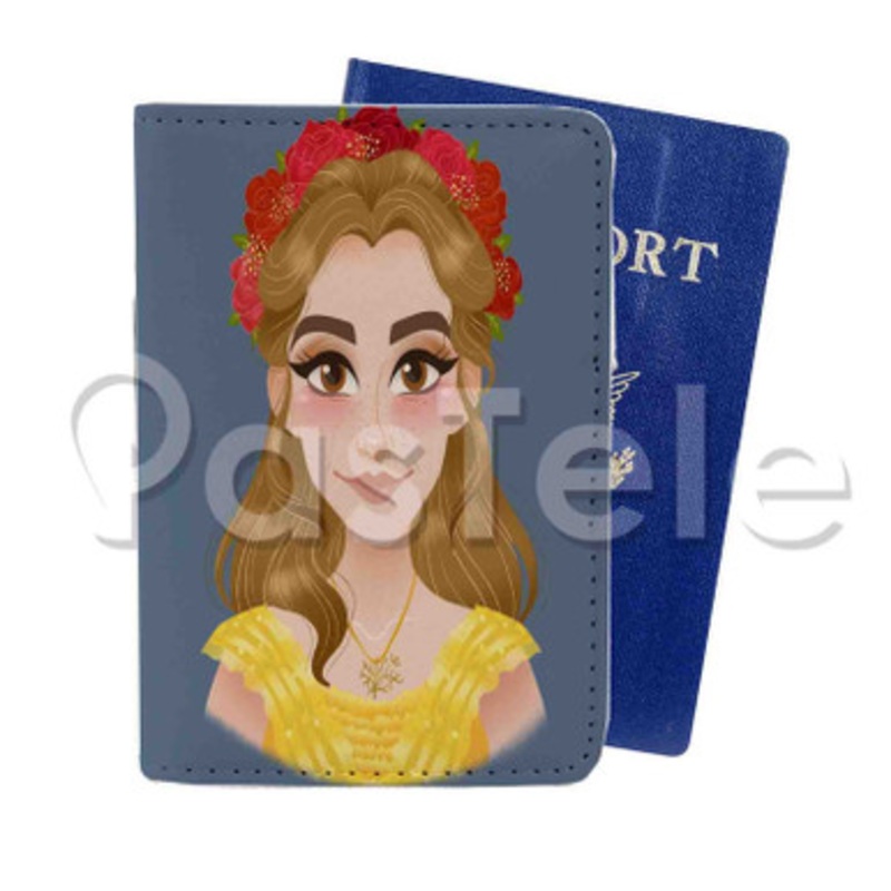 Belle Beauty and The Beast Custom PU Leather Passport Travel Baggage Tag Cover