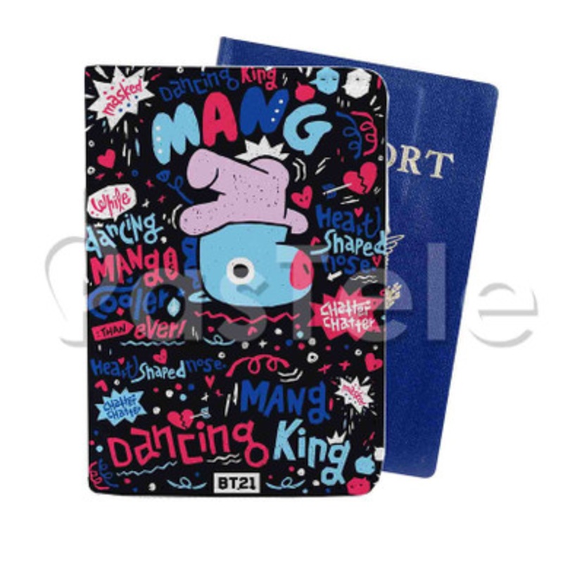 BT21 Custom PU Leather Passport Travel Baggage Tag Cover