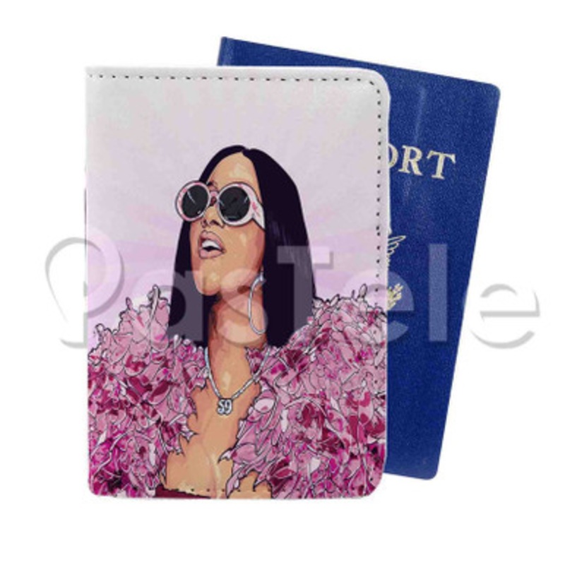 cardi b Custom PU Leather Passport Travel Baggage Tag Cover