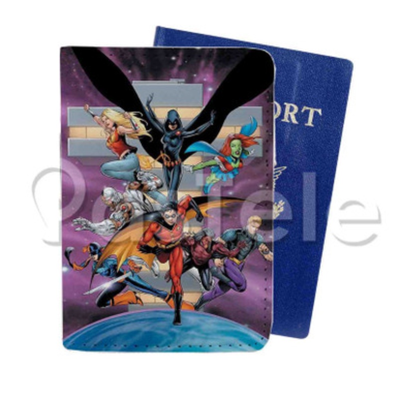 DC Comics Teen Titans Custom PU Leather Passport Travel Baggage Tag Cover