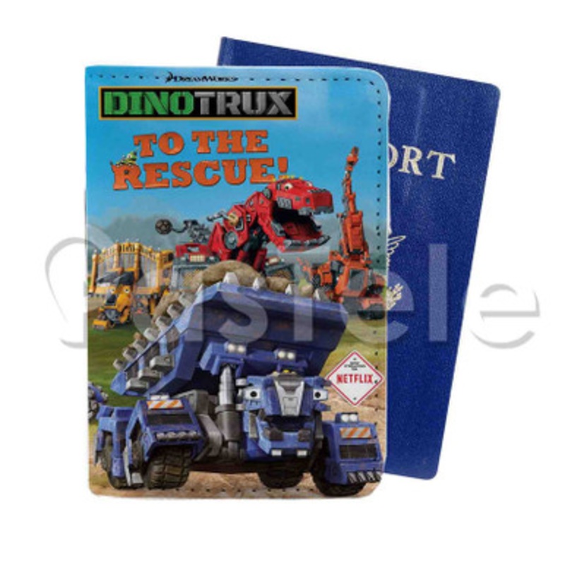 Dinotrux Custom PU Leather Passport Travel Baggage Tag Cover