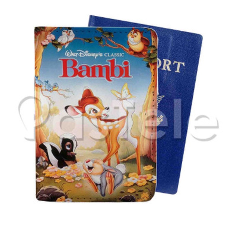 Disney Bambi Custom PU Leather Passport Travel Baggage Tag Cover