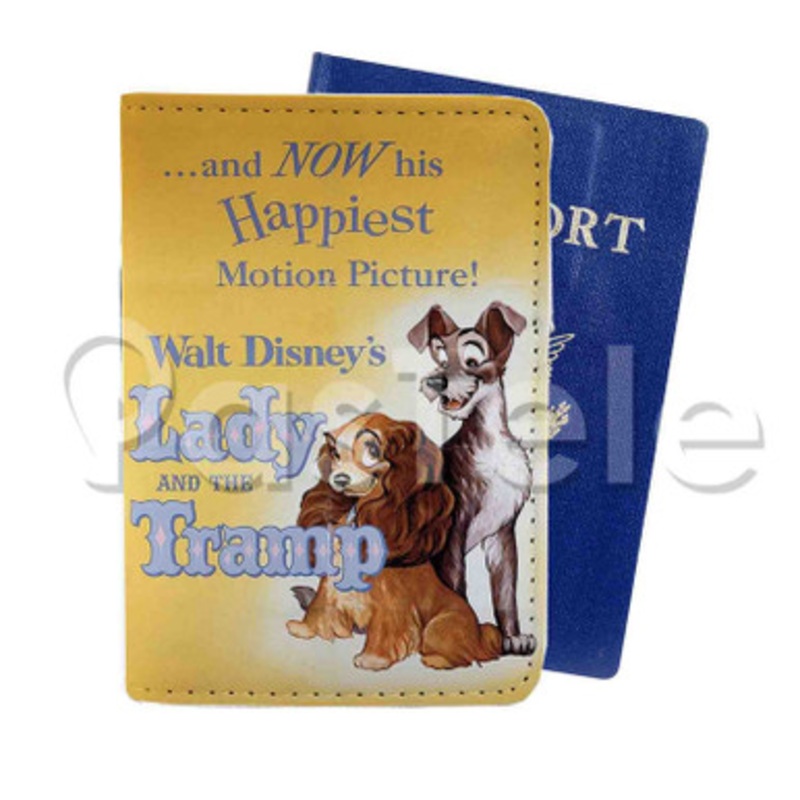 Disney Lady and The Tramp Custom PU Leather Passport Travel Baggage Tag Cover