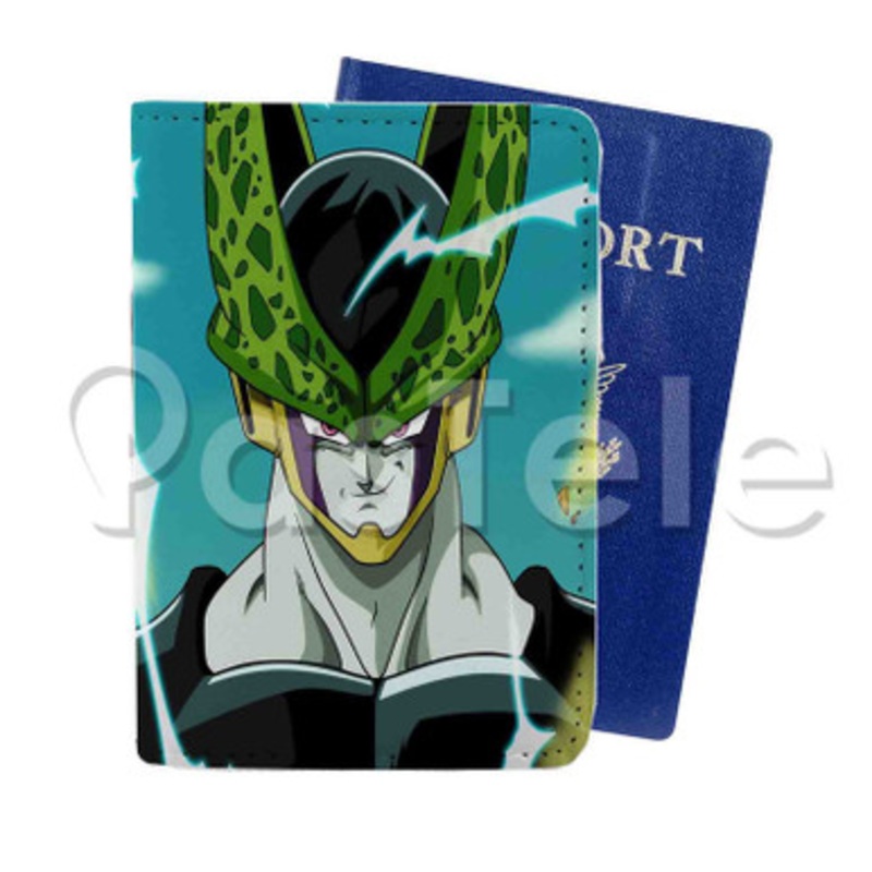 dragonball z cell Custom PU Leather Passport Travel Baggage Tag Cover