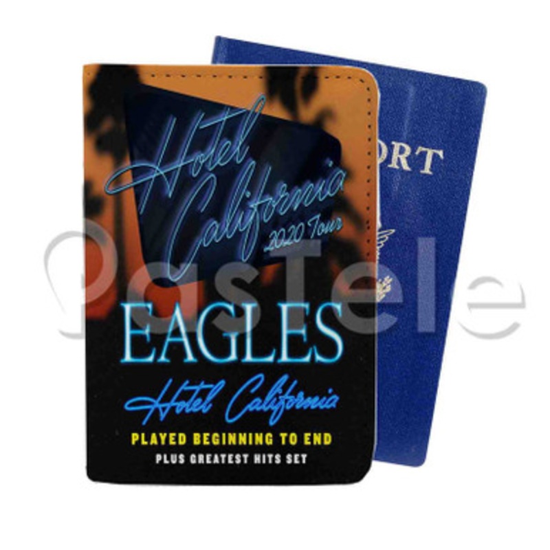 Eagles Hotel California 2020 Tour Custom PU Leather Passport Travel Baggage Tag Cover