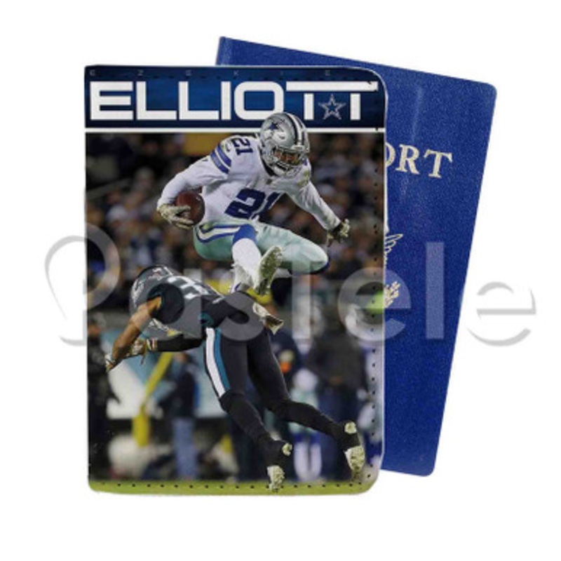 Ezekiel Elliott NFL Dallas Cowboys Custom PU Leather Passport Travel Baggage Tag Cover