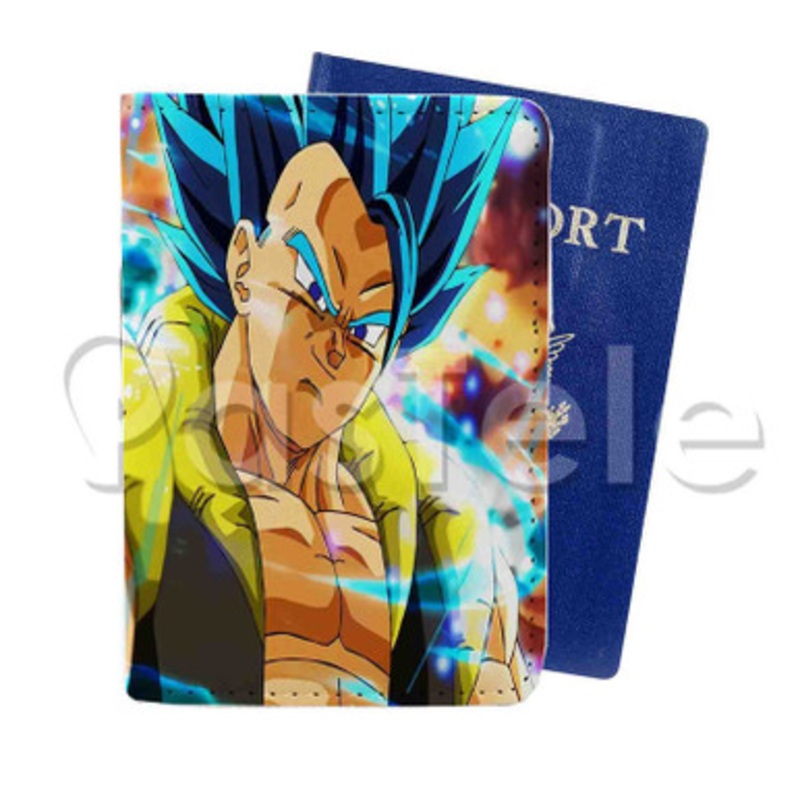 gogeta super saiyan blue Custom PU Leather Passport Travel Baggage Tag Cover