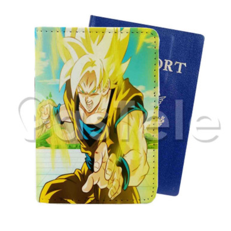 goku ssj 1 Custom PU Leather Passport Travel Baggage Tag Cover