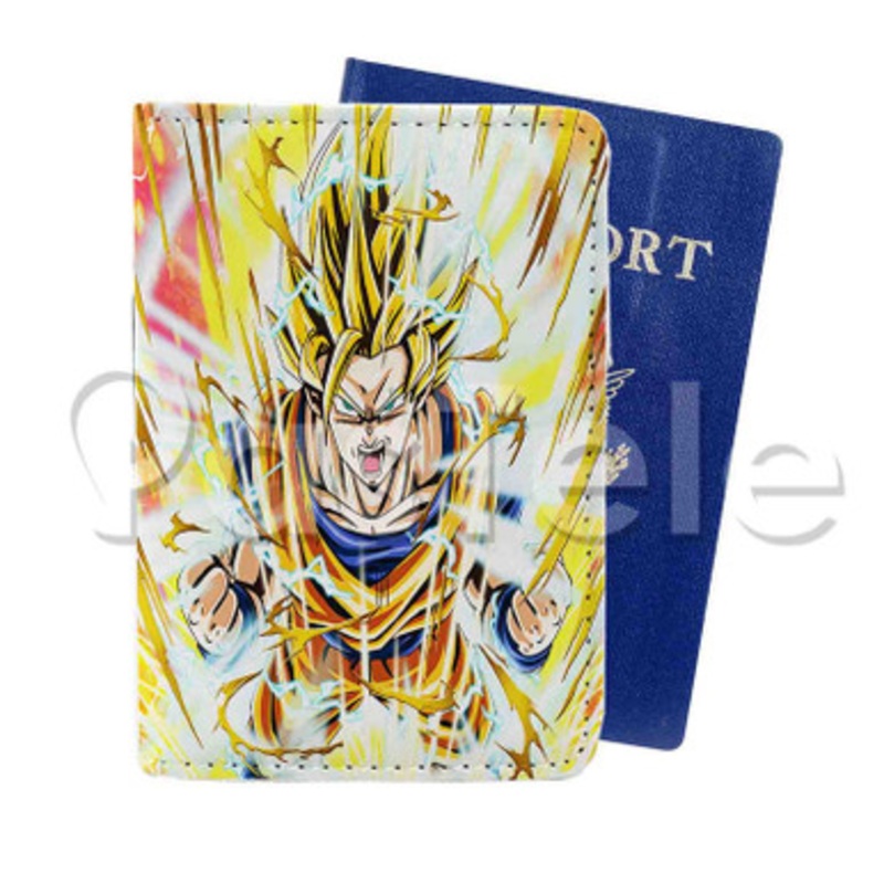goku ssj 2 Custom PU Leather Passport Travel Baggage Tag Cover