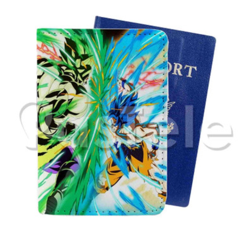 goku vs broly Custom PU Leather Passport Travel Baggage Tag Cover