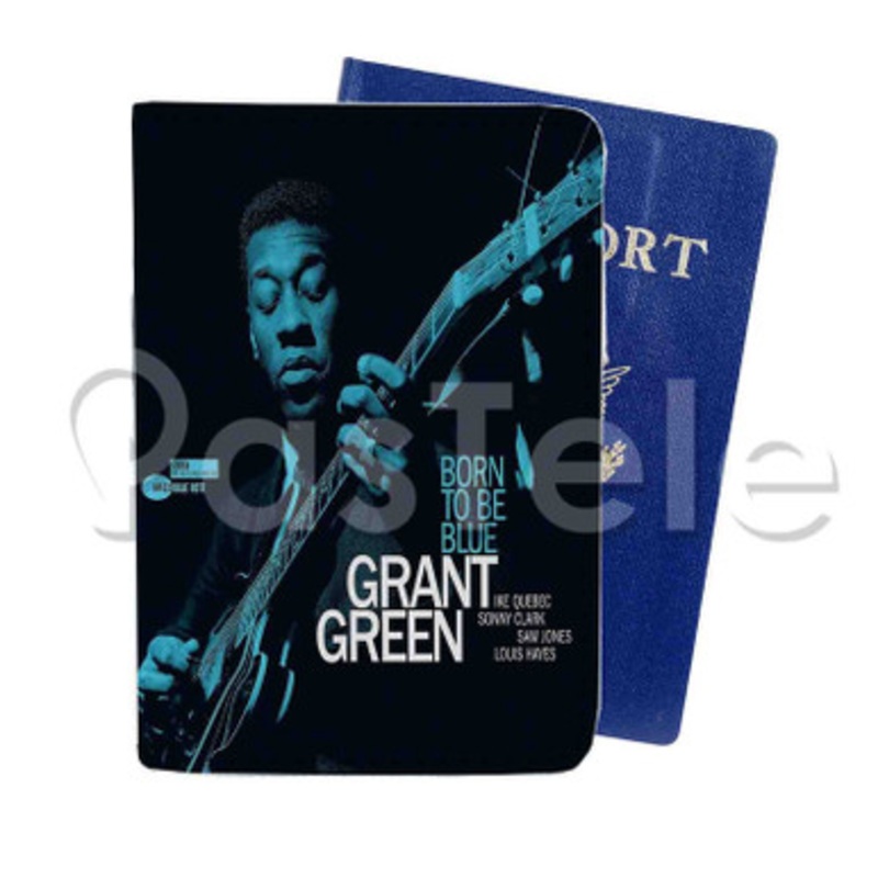 Grant Green Born To Be Blue Custom PU Leather Passport Travel Baggage Tag Cover