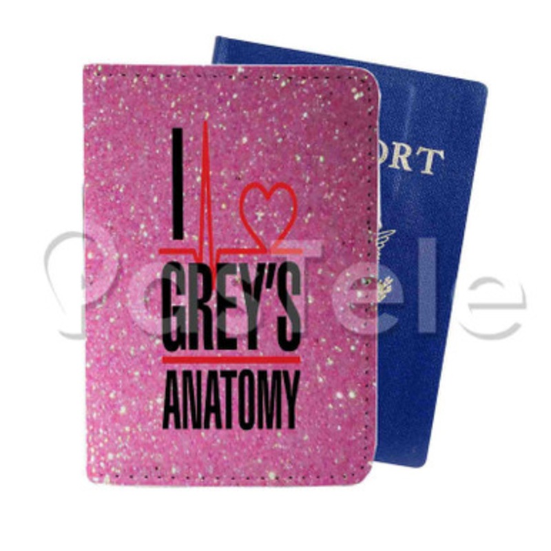 greys anatomy Custom PU Leather Passport Travel Baggage Tag Cover