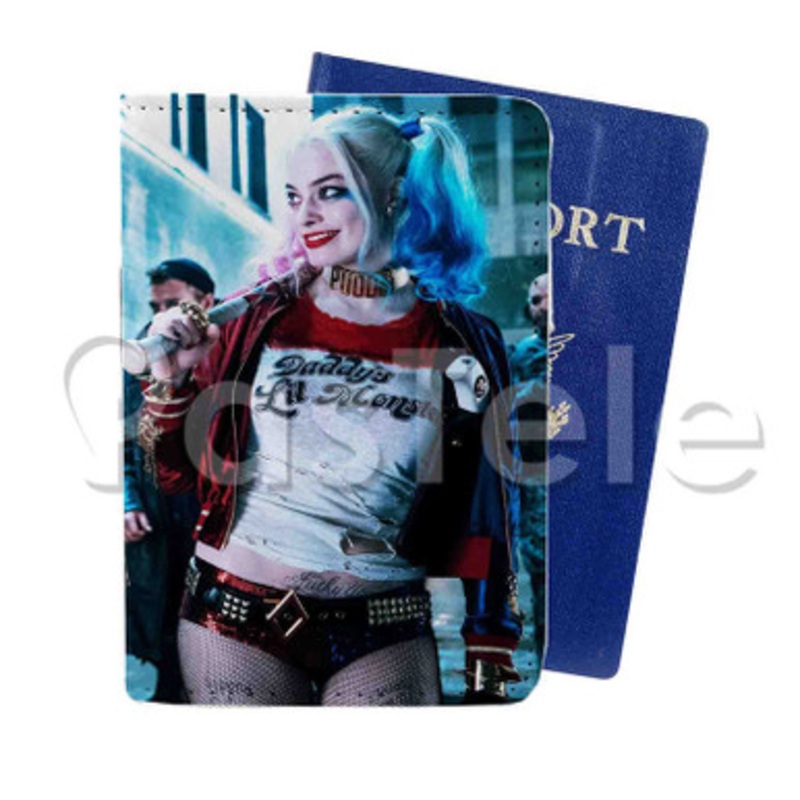 Harley Quinn Custom PU Leather Passport Travel Baggage Tag Cover